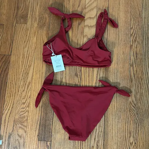 ANDIE The Mandalay Bikini Set Swimsuit Crimson Red Size Small NWT