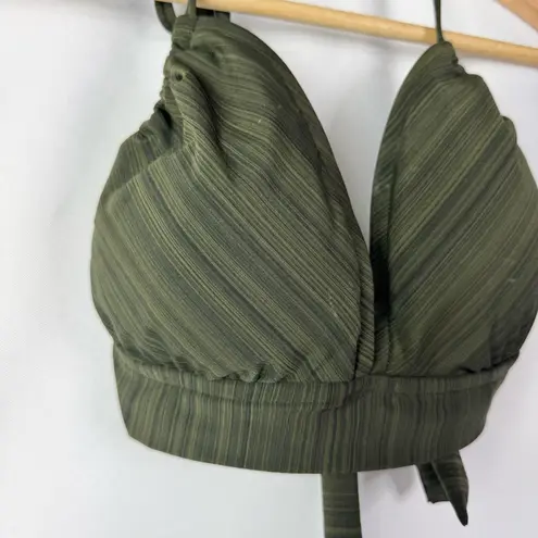 Mossimo Dark Green Stripe Padded Swim Bikini Top D/DD Size XL