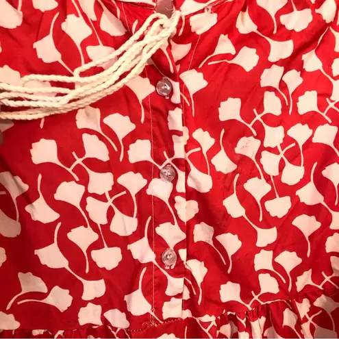 None Floral Long Sleeve caftan muumuu Red Dress S