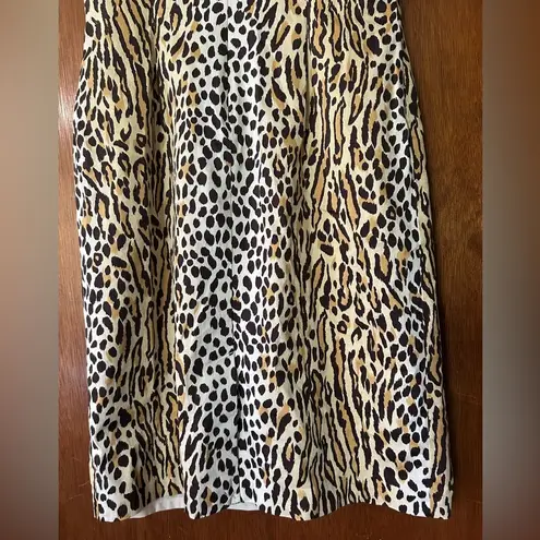 Bloomingdales Vintage 90s Bloomingdale’s animal print v neck sleeveless sheath dress size 10P