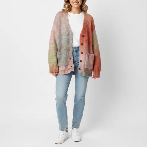 Elan Ombre Tie Dye Knit Cardigan Sweater Size S