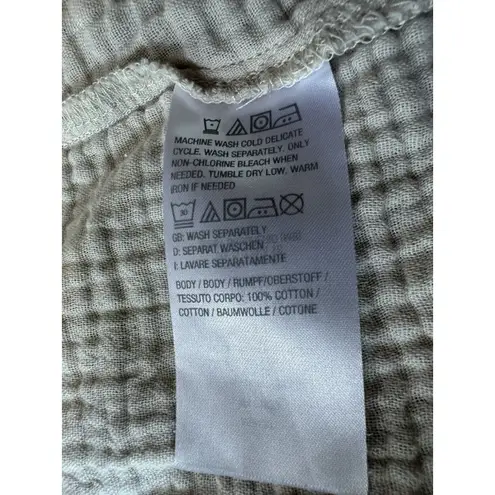 Denim & Co Beach Women's Swim Cover up Open Front Gauze 100% Cotton Khaki Beige Tan Size M