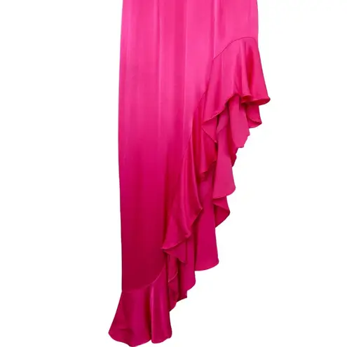 Bardot Revolve Ember Midi Dress Hot Pink High Low Asymmetrical V-Neck Large Sexy