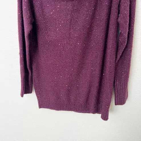 Chico's [] Purple Sparkle Sequined Knit Cowl Neck Sweater Holiday Size Medium M