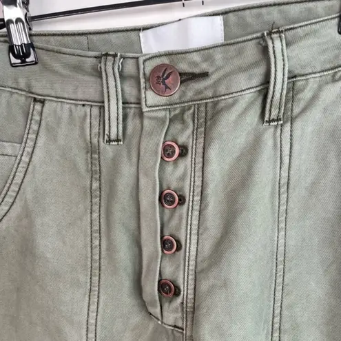 One Teaspoon ‎ Olive Straight Leg Cargo Utility Pant With Exposed Button Fly