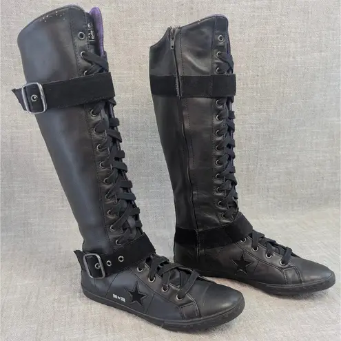 Converse OS LO PRO XXHI Black Leather Knee High Lace Up Boxing Boot Womens 6.5