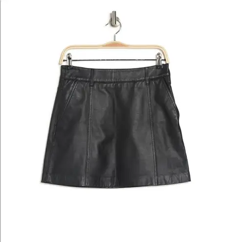 Reiss Mimi Paneled Leather Mini Skirt, Black, Size 10, Designer Luxury, NWT