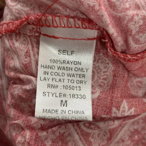 Savannah Jane Size M Red Floral Embroidered Bandana Top Boho Gypsy Festival Size M