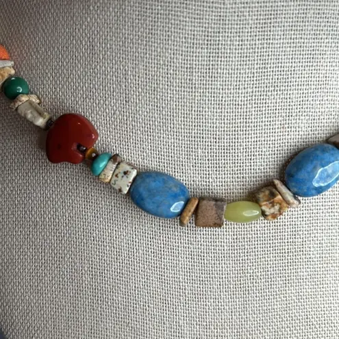 Carolyn Pollack colorful bear Fetish Necklace sterling silver 925 adjustable Orange