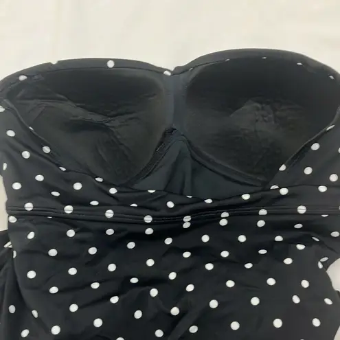Tropical Escape Black Polka Dot strapless Swimsuit woman’s size 8