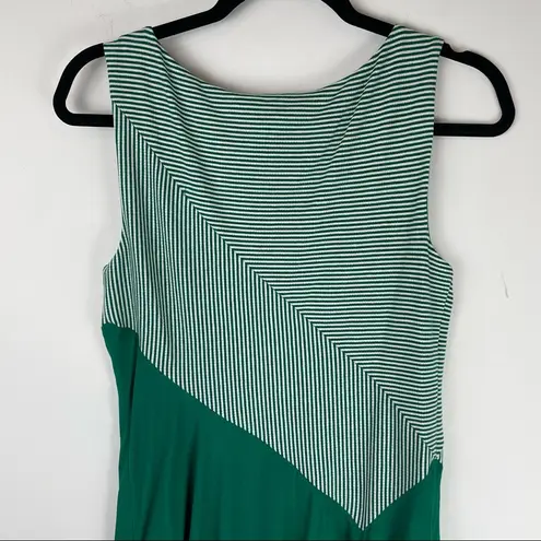 Maeve NWT  Anthropologie Cameron Striped Asymmetrical Swing Dress Sz Small Green