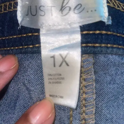 Just Be Women's Denim Cropped High Rise Stretchy Waist Jeans 1x Normcore Casual