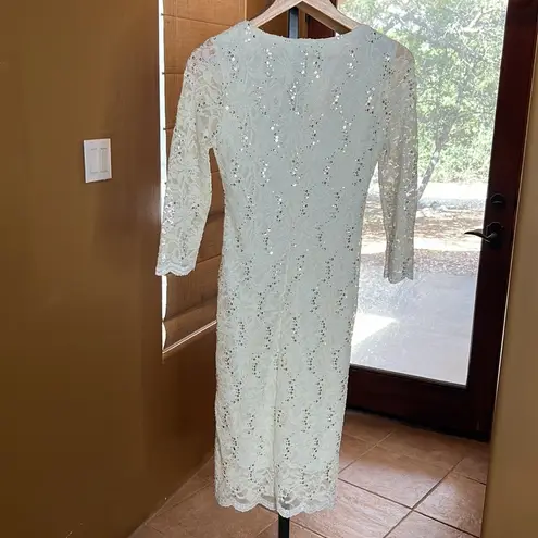 Tiana B Women's Sequin Lace Sheath Dress Cream Size 6P