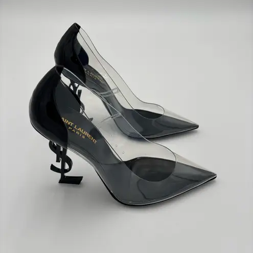 Saint Laurent Opyum 110 YSL High Heel Pump Clear Transparent PVC Black Size 40