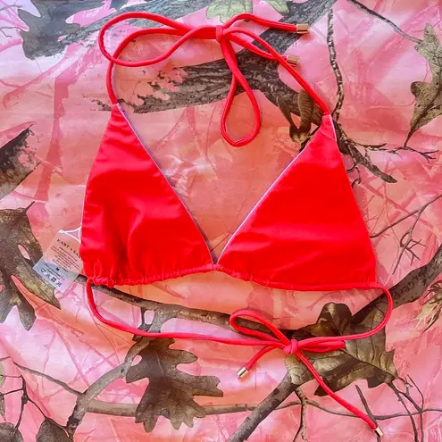east x east reversible pink and red triangle bikini top