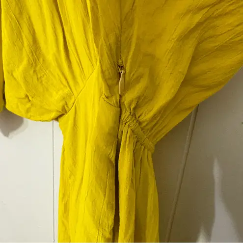 SWF Plunge Maxi Dress Citrus Chaos Yellow Size M Kimono Style, Chic Resortwear Size M