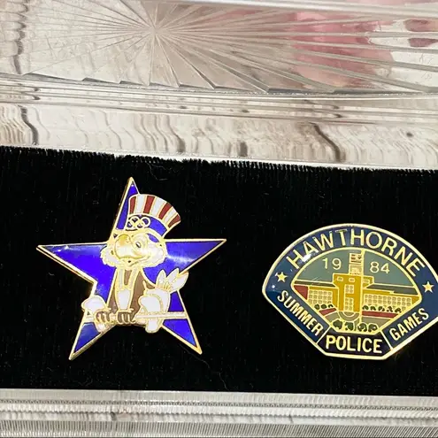 1984 Hawthorne Olympic Fire LASD Lapel Pins Gold