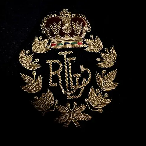 Vintage Lauren Ralph Lauren Worsted Wool Longline Blazer Coat Signature Crest 6 Black