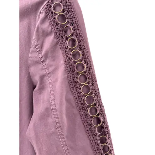 XCVI Cropped Mauve Jacket Unique Sleeve Zipper Trim Detail S Layering Lagom
