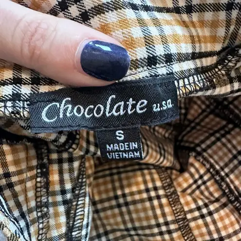 Chocolate USA Yellow Plaid Flare Pants Small