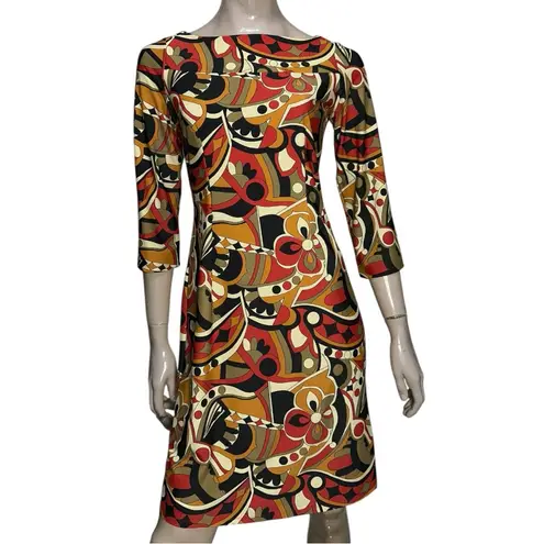 Jude Connally Women’s Size S Orange Red Geo Abstract Print Sheath Dress