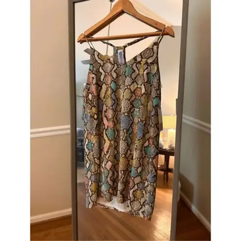 Lizard Thicket Snake Print Slip Dress Multicolor Boho Chic Mini Size Small NWT Blue