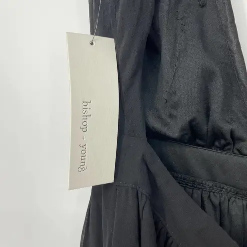 Bishop and Young BLACK PLUNGING NECKLINE FLOWY SILHOUETTE MAXI DRESS MEDIUM