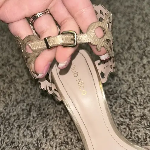 Klub nico moxie champagne laser cut heeled sandals women’s size 8 Gold