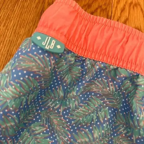 Jadelynn Brooke Palm Leaf Running Athletic Shorts size Large Pink Blue Green