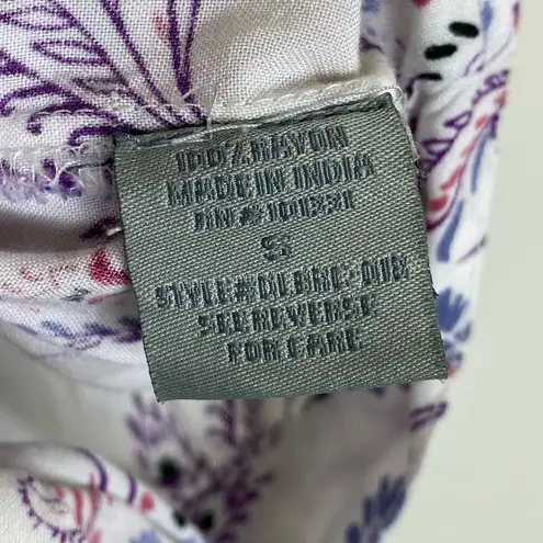 Charlotte Russe  White & Purple Floral Ruffled Deep V Tie Front Crop Top Blouse