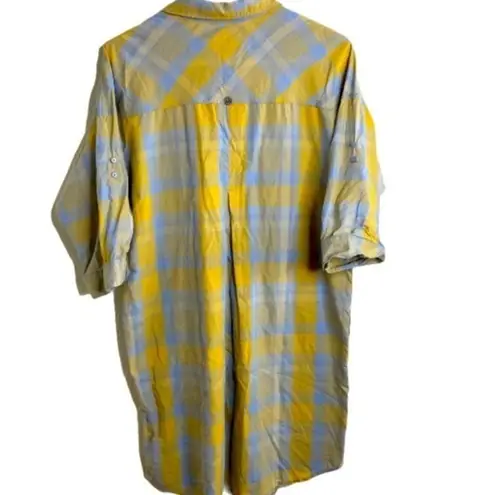 prAna 🔵 SALE 3/$25 DERYN YELLOW PLAID EVERY DAY ESSENTIAL COLLARED DRESS S