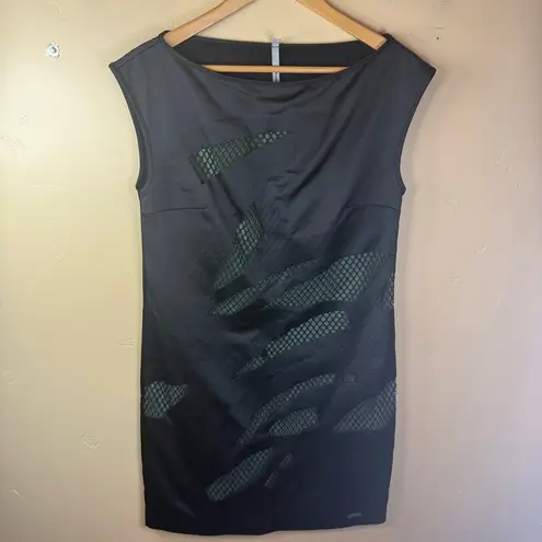 Cop.Copine Brisca Fishnet Cutaway Cap Sleeves Size Small Black Mini Dress Formal