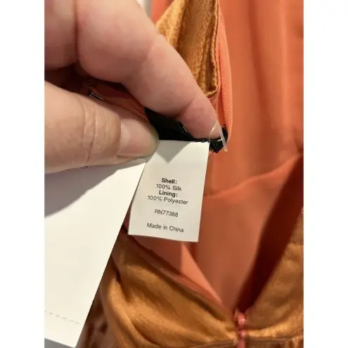 NWT J. Crew Silk Serenade Dress Coral Hammered‎ Silk Spaghetti Straps Size 6 Orange