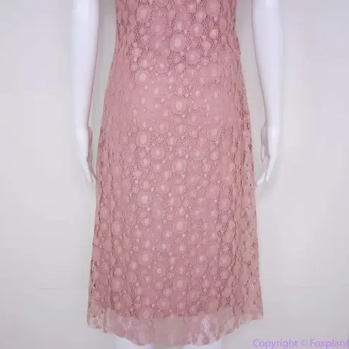 Reserved NEW lace ruffle chest short sleeve midi sheath dress, S