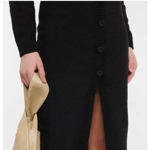 Anushka NANUSHKA Dana Black Cotton Tweed Knit Midi Dress Sweetheart Neck Size S