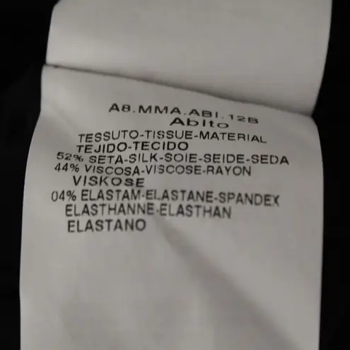 Max Mara Wool Silk Satin Sheath Dress Short Sleeves Black Italy Size 42 US 8