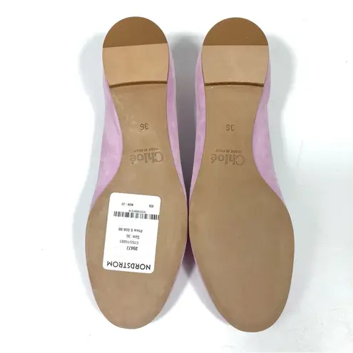 Chloé Chloe Lauren Scalloped Suede Ballet Flat Creamy Lilac EU 36 NEW