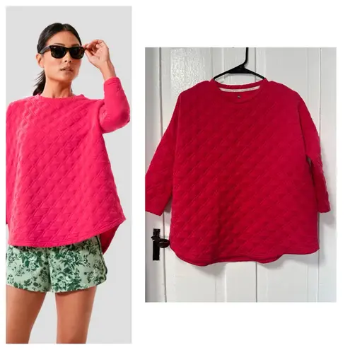TuckerNuck sport Azalea Ally Quilted hot pink swing sweatshirt size XS/S