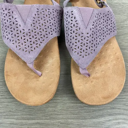 Vionic Lilac Purple Laser Cut Leather Nikki Back Strap Sandals Sz.10