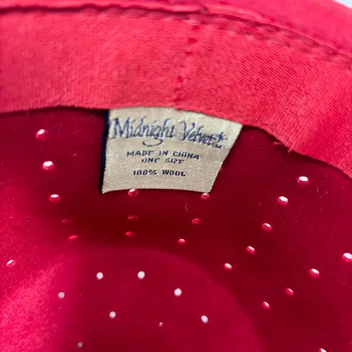 Midnight Velvet 100% Wool Fedora Red Hat with Bow