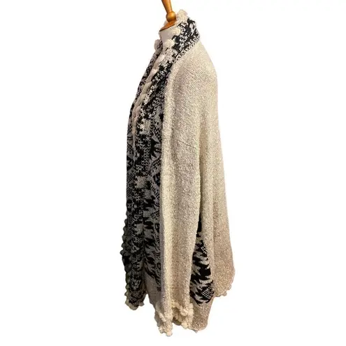 K. Jordan Southwestern Open Cardigan Sweater/Duster Coat Tan & Black w/ Faux Fur Size undefined