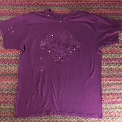 80s VINTAGE BEVERLEY HILLS JEWELED TEE Purple Size L
