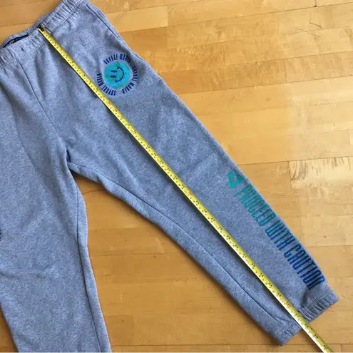 Brooklyn Cloth  “Proceed With Caution” Smiley Face Sweatpants, Gray, Size XL