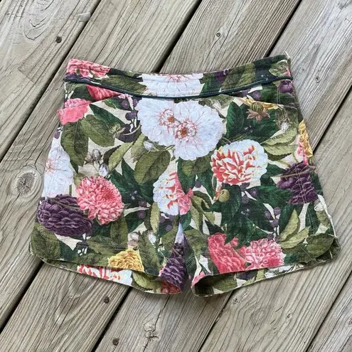 Elevenses Anthropologie Women's Colorful Floral Shorts Size 0