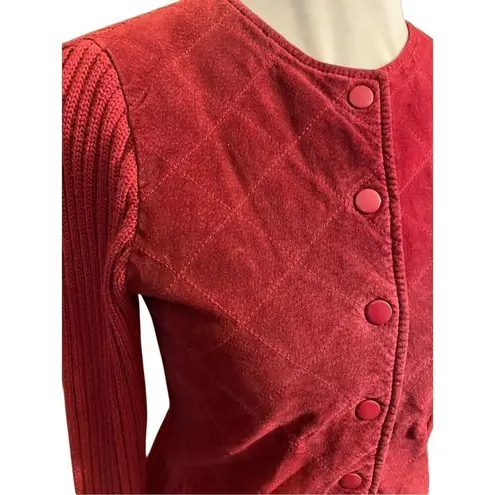 JOHN PAUL RICHARD Uniform Collection Women’s Small Leather & Knit Cardigan Sweat Red