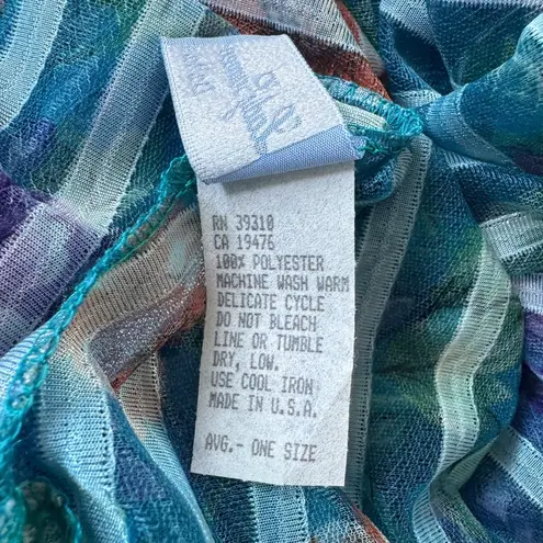 Vintage ‘80s Lady Cameo Dallas Teal Floral Print Sheer Maxi Duster Robe Blue Size M