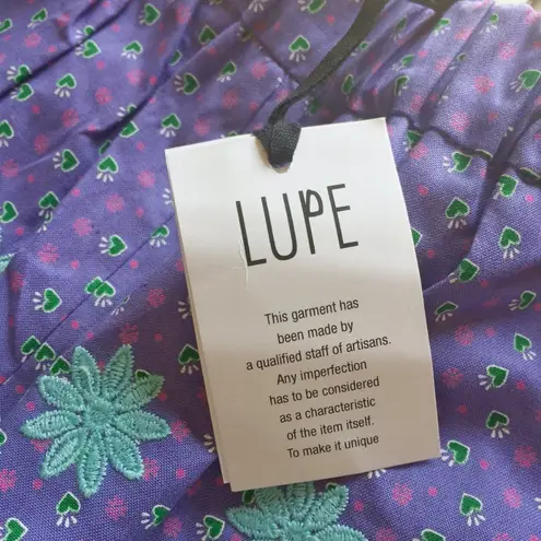 LUPE women's hearts & flowers embroidered pocketed high waisted cotton shorts Purple