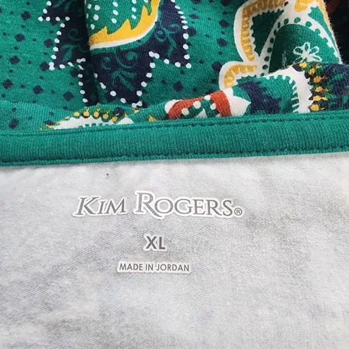 kim rogers  Multicolored Paisley Patterned Long Sleeve Tee Shirt (XL)