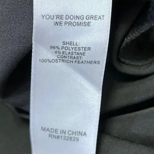 LPA Aurora Black Strapless Feather Trim Formal Cocktail Sleeveless Mini Dress S