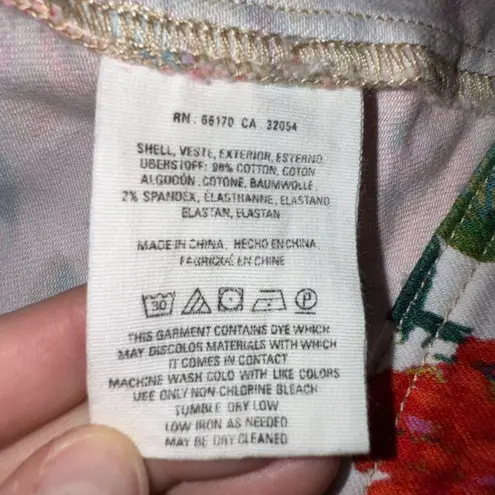 Pilcro x The Letterpress by Anthropologie Floral Denim Moto Jacket Red